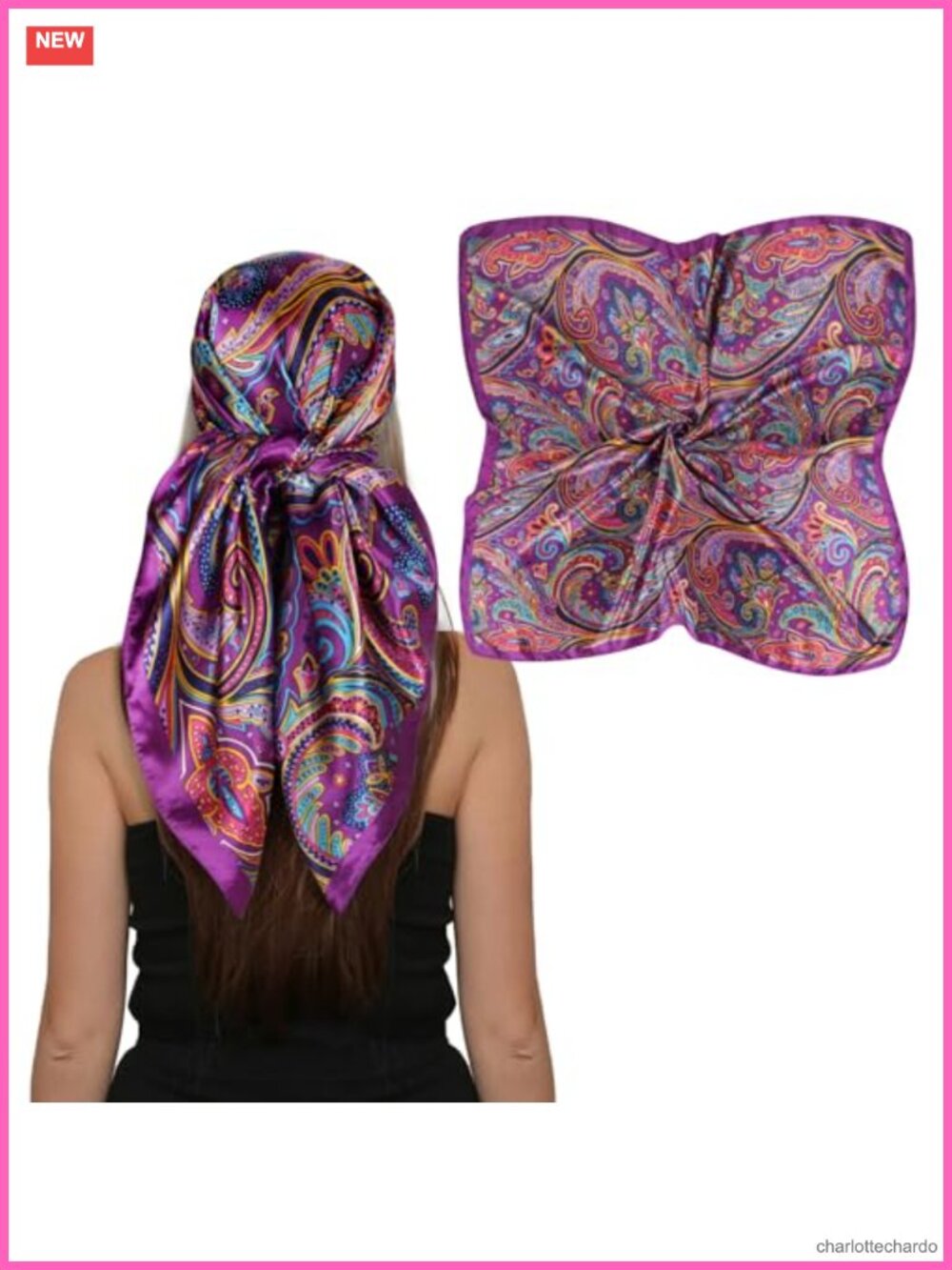 35 Inch Silk Satin Square Scarf Headscarf Hair Wrap Bandana